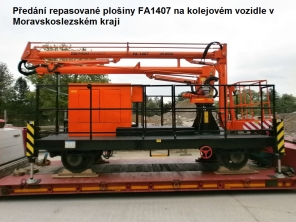 Repasovaná plošina FA1407 na kolejovém vozidle